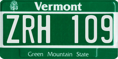 VT license plate ZRH109