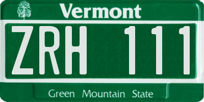 VT license plate ZRH111