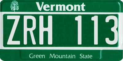 VT license plate ZRH113