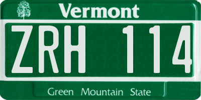 VT license plate ZRH114