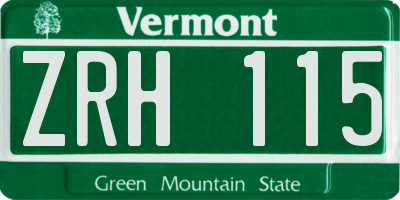 VT license plate ZRH115