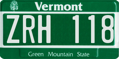 VT license plate ZRH118