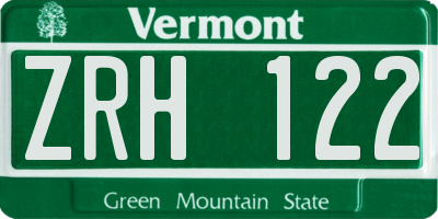 VT license plate ZRH122