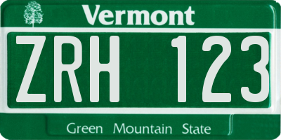 VT license plate ZRH123