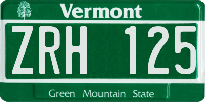 VT license plate ZRH125