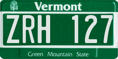 VT license plate ZRH127