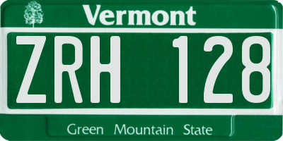 VT license plate ZRH128