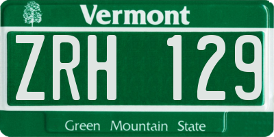 VT license plate ZRH129