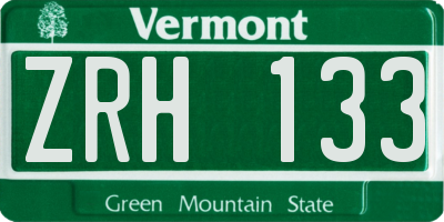 VT license plate ZRH133