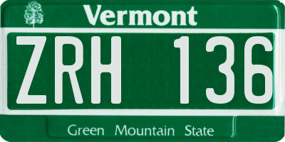 VT license plate ZRH136