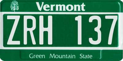 VT license plate ZRH137