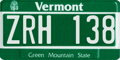 VT license plate ZRH138