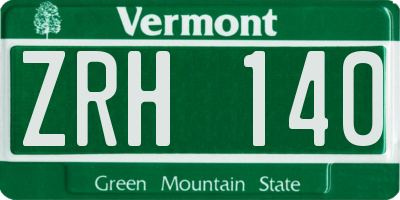 VT license plate ZRH140