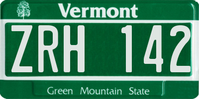 VT license plate ZRH142