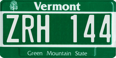 VT license plate ZRH144
