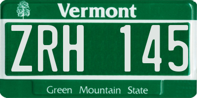VT license plate ZRH145