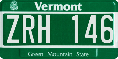 VT license plate ZRH146