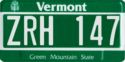 VT license plate ZRH147