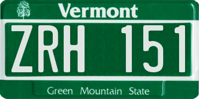 VT license plate ZRH151