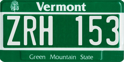 VT license plate ZRH153