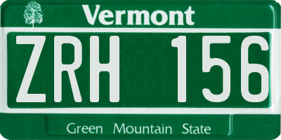 VT license plate ZRH156