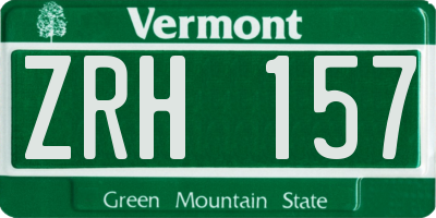 VT license plate ZRH157