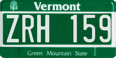 VT license plate ZRH159