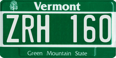 VT license plate ZRH160