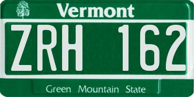 VT license plate ZRH162