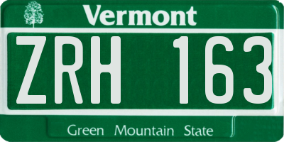 VT license plate ZRH163