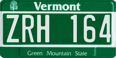 VT license plate ZRH164