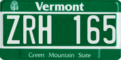 VT license plate ZRH165