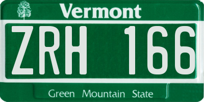 VT license plate ZRH166