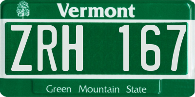 VT license plate ZRH167