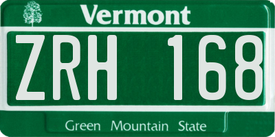 VT license plate ZRH168