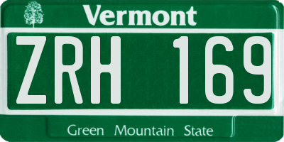 VT license plate ZRH169