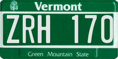 VT license plate ZRH170