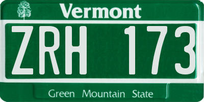 VT license plate ZRH173