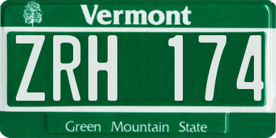 VT license plate ZRH174