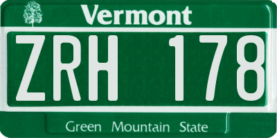 VT license plate ZRH178