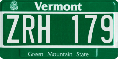 VT license plate ZRH179