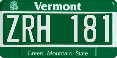 VT license plate ZRH181