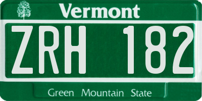 VT license plate ZRH182