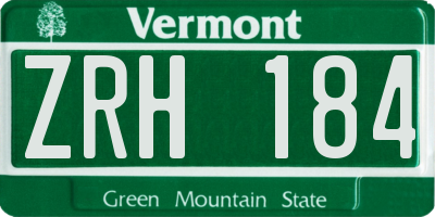 VT license plate ZRH184