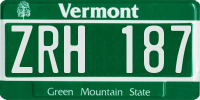 VT license plate ZRH187