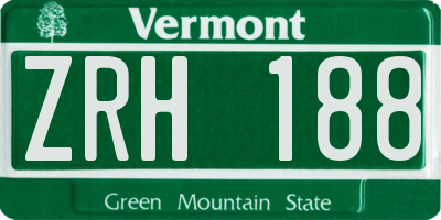 VT license plate ZRH188