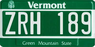 VT license plate ZRH189