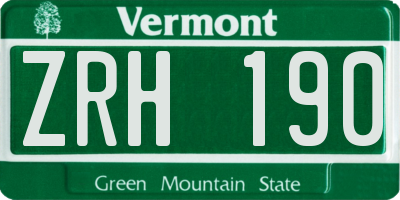 VT license plate ZRH190