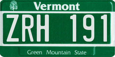 VT license plate ZRH191