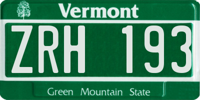VT license plate ZRH193